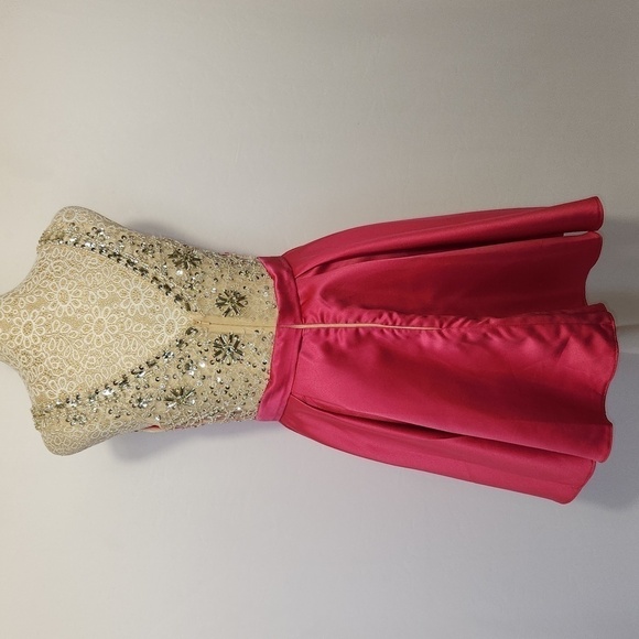 Hebeos A-Line/Princess Satin Beading V-Neck Sleeveless Short Mini Party Dress - Picture 8 of 15